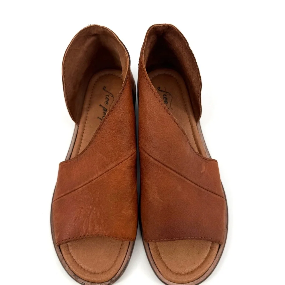Free People Women 38 Mont Blanc Sandal Flat Leather Open Toe Spain Boho Artisan